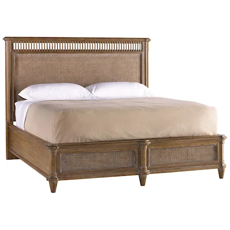 King Nevis Woven Bed with Peeled Cane Panels